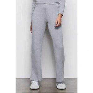 Good American Women's Palazzo Side Slit Knit Pants Heather Grey Size 1 (Small)